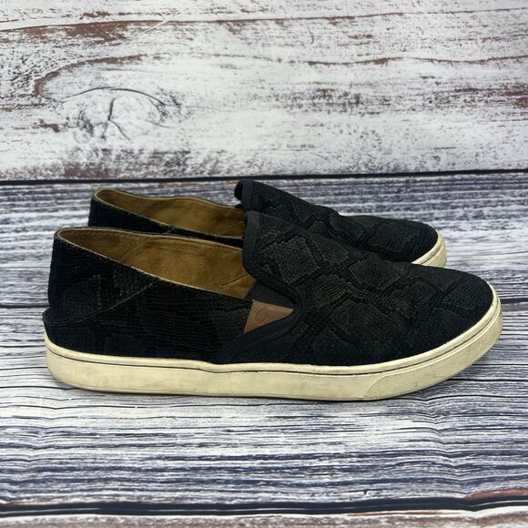 Olukai Pehuea Leather Suede Snake Print Loafers Flats Women’s Size 10 - Picture 1 of 8
